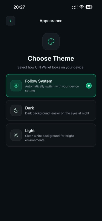 Appearance - dark theme