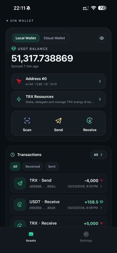 TRX Resources entry on the assets screen